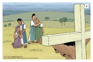 Jesus on the cross with women weeping in the background.